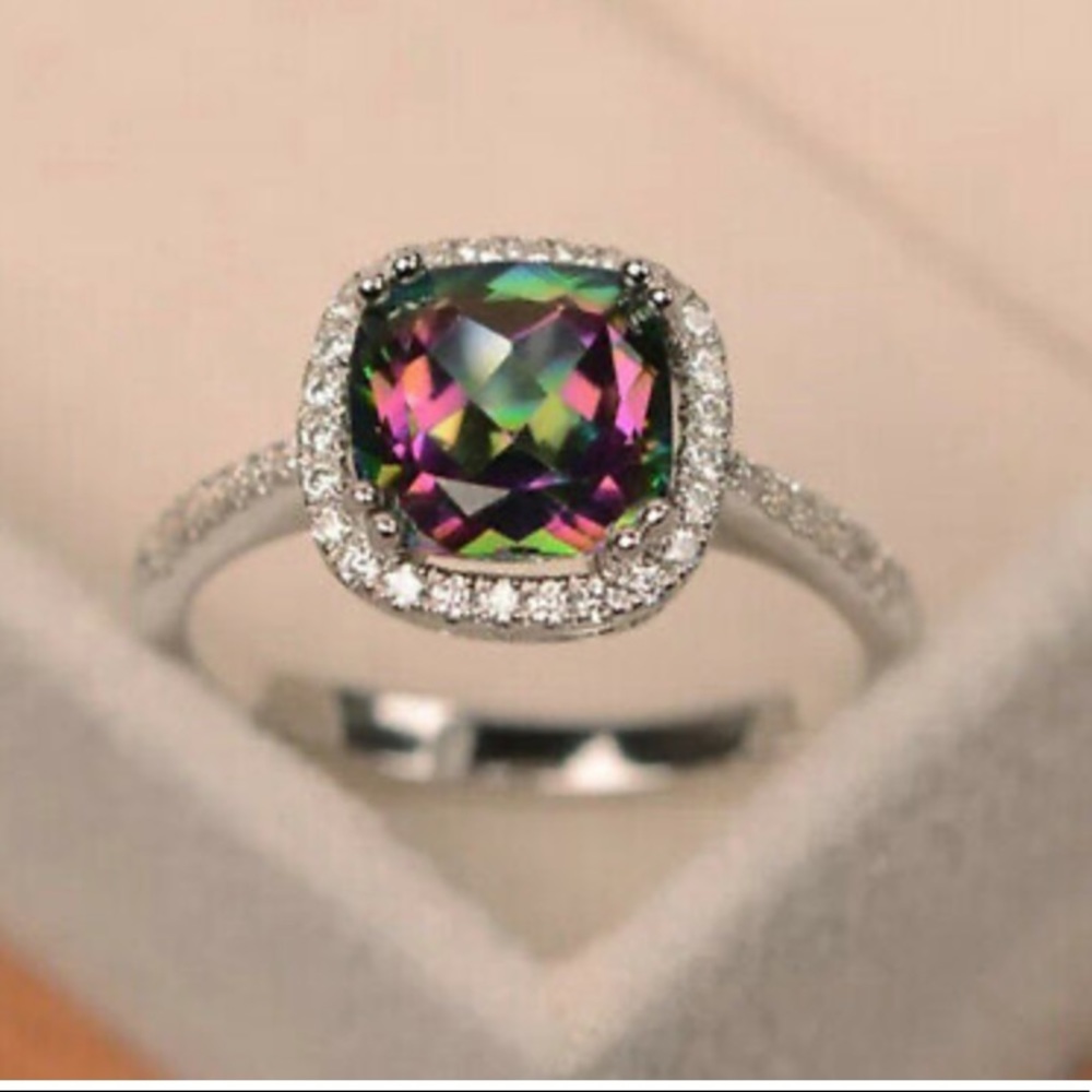NEW 925 Sterling Silver  Mystic Topaz Ring - Picture 2 of 3